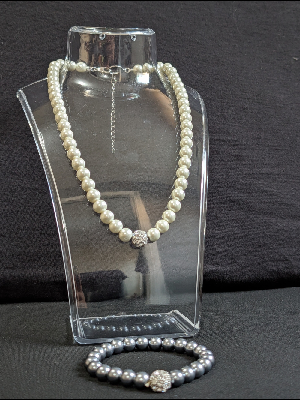 David Tutera 12486 White Sydney Ball Necklace And Bracelet Set Women's Jewelry